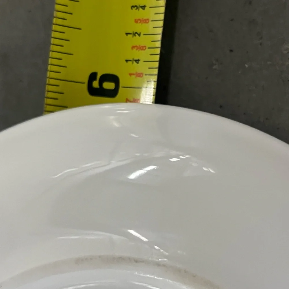 White Ceramic Dog / Cat Bowl with Black Paw. 6” Diameter x 1” High.